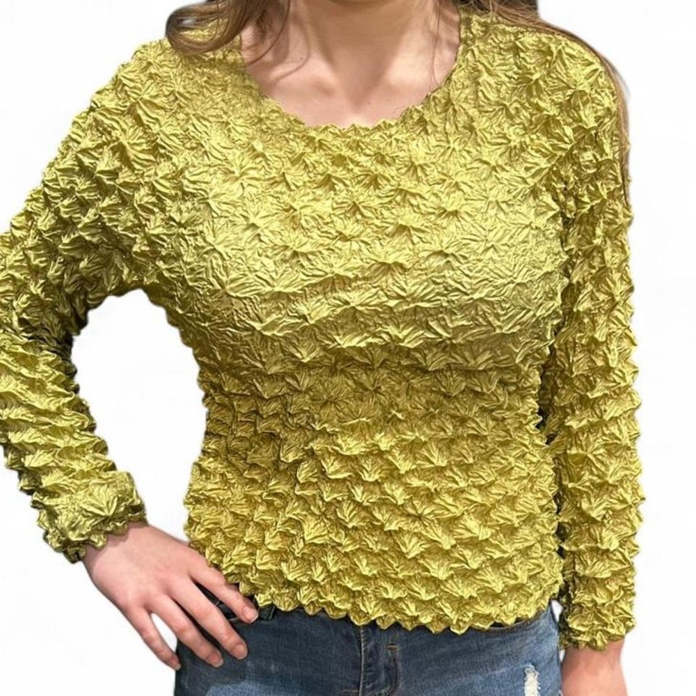 Women's‎ retro lime green popcorn shirt no size OS 20"ptp (L5) popcornshirt